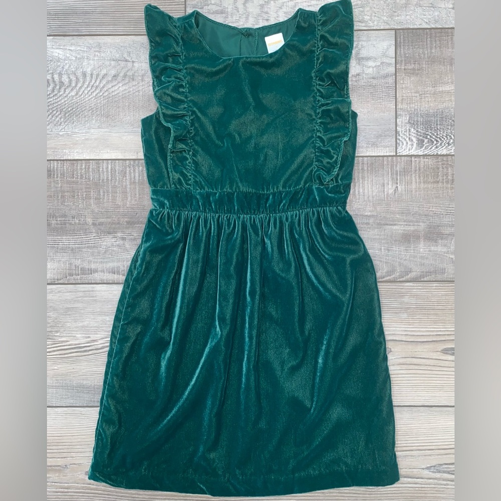 Gymboree Velvet Ruffle Emerald Green Ruffle Tank Event Party Dress Girl’s Size 6